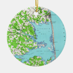 Rehoboth Beach & Bethany Beach Delaware Karte (193 Keramik Ornament