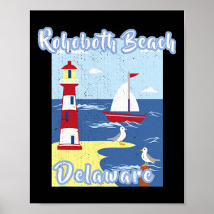Rehoboth Beach Delaware Leuchtturm Nautical Küsten Poster
