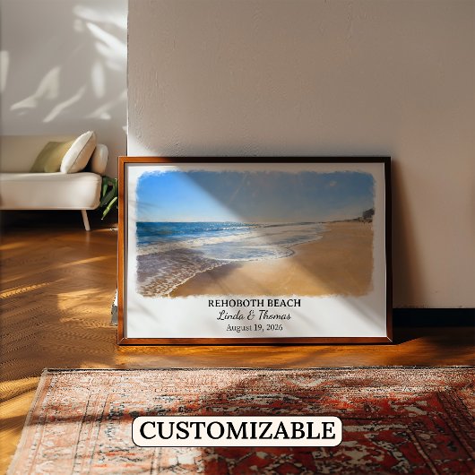 Rehoboth Beach Delaware Poster, Aquarell, Maßgesch Poster