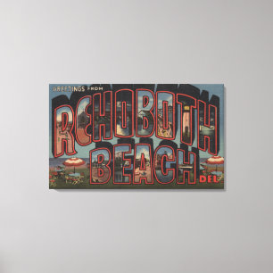 Rehoboth Strand, Delaware - große Buchstabe-Szene Leinwanddruck