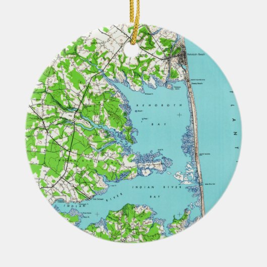 Rehoboth Strand u. Bethany Strand Delaware Map Keramik Ornament (Vorne)