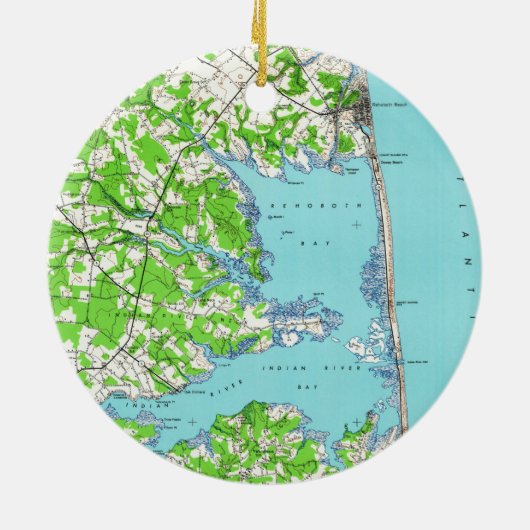 Rehoboth Strand u. Bethany Strand Delaware Map Keramik Ornament (Hinten)