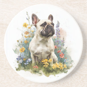 Rehwild Französische Bulldogge Wasserfarbenkunst Getränkeuntersetzer