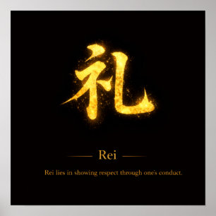Rei (礼) Eine der Sieben Tugenden des Bushidō-Quad Poster