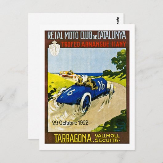 Reial Moto Club Catalunya Retro Postkarte (Vorne/Hinten)