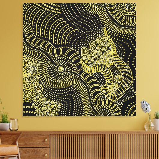 Reibung über gepunktete Linie - Aborigine-Grafik Leinwanddruck (Insitu (Wohnzimmer))