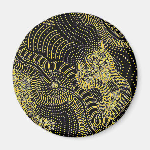 Reibung über gepunktete Linie - Aborigine-Grafik Magnet