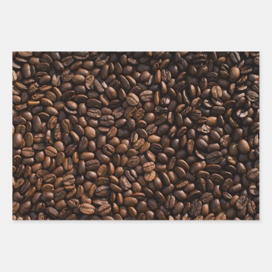 Reich braune Kaffeebohnen + Herz Muster Geschenkpapier Set (Vorderseite 3)