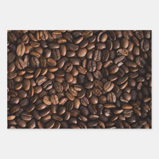 Reich braune Kaffeebohnen + Herz Muster Geschenkpapier Set (Vorderseite)