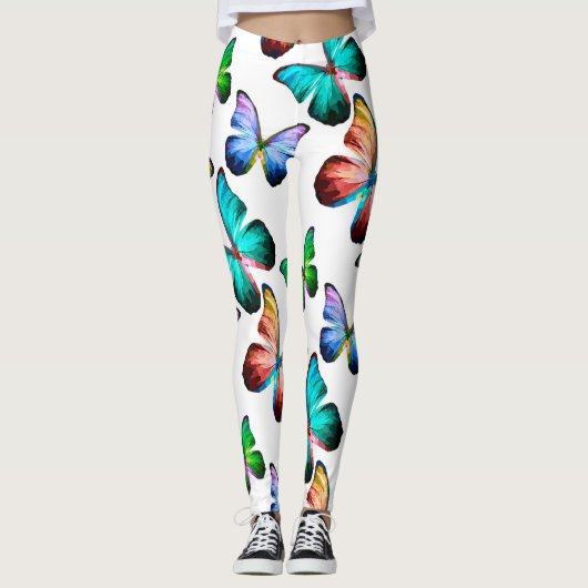 Reich der Rainbow Morpho Blauen Schmetterlinge Leggings (Vorderseite)