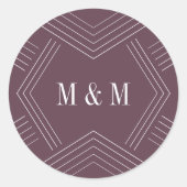 Reich | Eggplant Wedding Monogram Runder Aufkleber (Vorderseite)