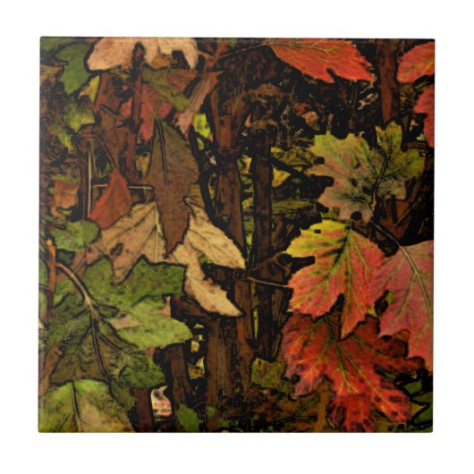 REICH, ERDTONFARBEN/ HERBSTLAUBE/DIG. MANIP. FLIESE (Vorderseite)