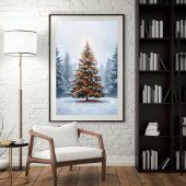 Reich geschmückter Weihnachtsbaum im Winter Poster