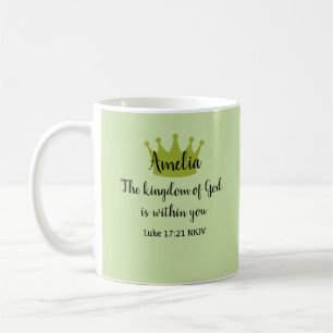 Reich Gottes Bibelvers Name und Krone Grün Kaffeetasse