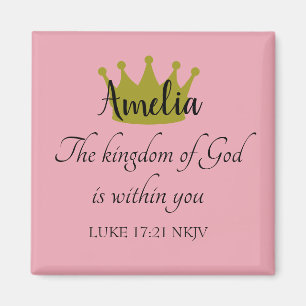 Reich Gottes Bibelvers Name und Krone Rosa Magnet