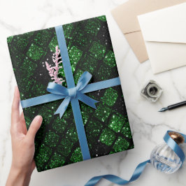 Reich Grün Smaragd Metallisch Schwarzes Glitter-Mu Geschenkpapier
