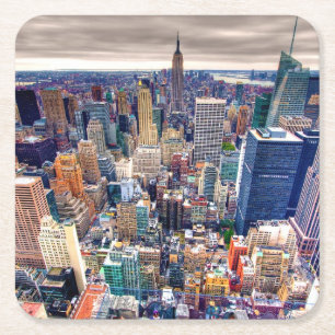 Reich-Staats-Gebäude und Midtown Manhattan Rechteckiger Pappuntersetzer