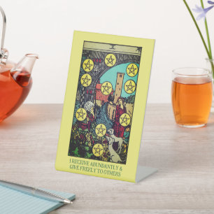 reich und reichlich 10 Pentagramme Tarot Card Sockelschild