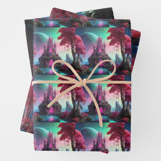 Reich verzaubert - Fantasy Castle & Mystic Pflanze Geschenkpapier Set (Beispiel)