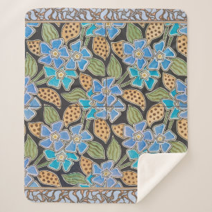 Reich verzierte blaue Immergrün-Blumen im klassisc Sherpadecke