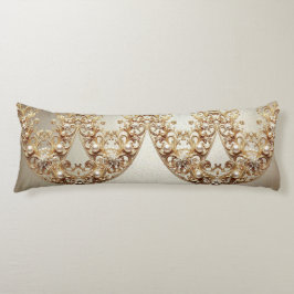 Reich verzierte Gold-Blüten-Körperkissen Seitenschläferkissen