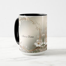 Reich verzierte weiße Blumen-Tasse