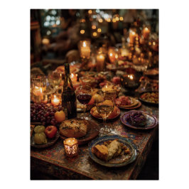 Reich verzierter roter Weiness-Tisch Poster