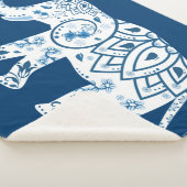 Reich verziertes blaues Elefantmuster Sherpadecke (3/4)