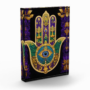 Reich verziertes drittes Auge Hamsa Fotoblock