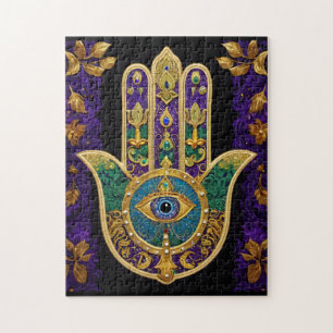 Reich verziertes drittes Auge Hamsa Puzzle