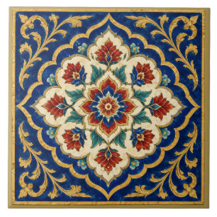 Reich verziertes Iznik-Blumenmedaillon-Wandbild Fliese