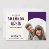 Reich Violette Typografie Foto Save The Date (Vorderseite)