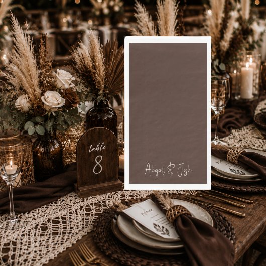 Reichbraun personalisierte Hochzeit Serviette