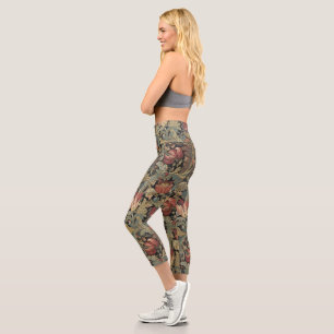 Reiche Blumenband Brocade Damask Capri Leggings