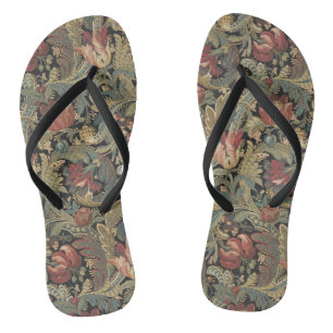 Reiche Blumenbänder Brocade Antique Classic Badesandalen