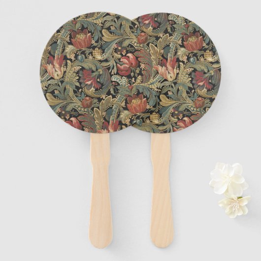 Reiche Blumenbänder Brocade Antique Classic Fächer (Vorne und Hinten)