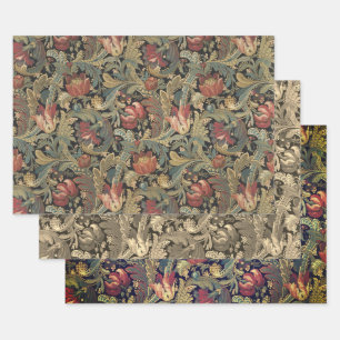 Reiche Blumenbänder Brocade Antique Classic Geschenkpapier Set