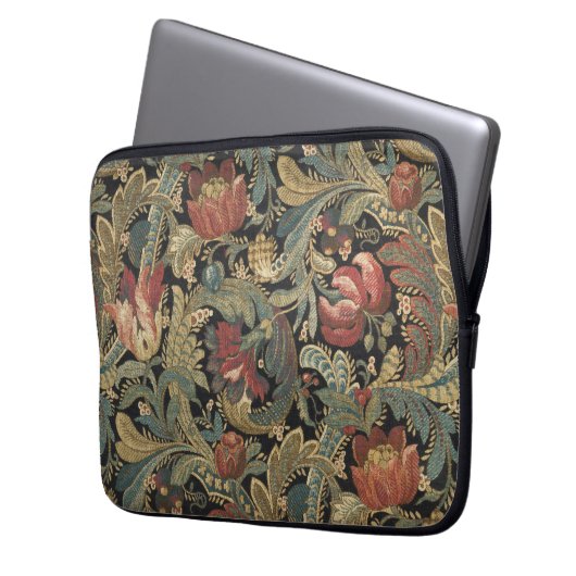 Reiche Blumenbänder Brocade Antique Classic Laptopschutzhülle (Vorderseite Links)