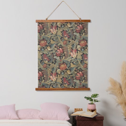 Reiche Blumenbänder Brocade Antique Classic Wandteppich Mit Holzrahmen (Schlafzimmer)