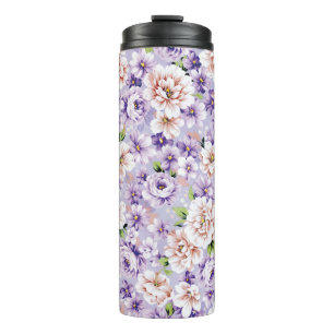 Reiche Blumenmuster mit lila und rosa Blume Thermosbecher
