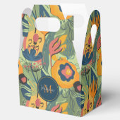 Reiche Erdtöne exotische Blume Muster, Monogramm Geschenkschachtel (Geöffnet)