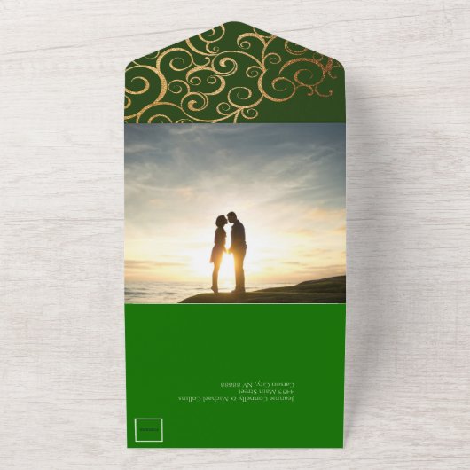 Reiche Farben mit Goldhochzeit All In One Einladung (Außenbereich)