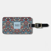 Reiche Farbtöne aus rotem und blauem Damast Gepäckanhänger (Vorderseite horizontal)