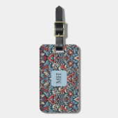 Reiche Farbtöne aus rotem und blauem Damast Gepäckanhänger (Vorderseite vertikal)