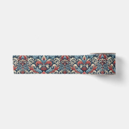 Reiche Farbtöne aus rotem und blauem Damast Satinband