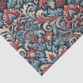 Reiche Farbtöne aus rotem und blauem Damast Seidenpapier (Ausschnitt)