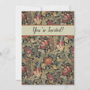 Reiche florale Tapetenbrokat-Antik-Victorian Einladung