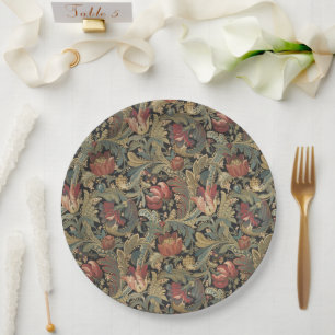 Reiche florale Tapetenbrokat-Antik-Victorian Pappteller