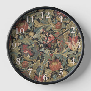 Reiche florale Tapetenbrokat-Antik-Victorian Uhr