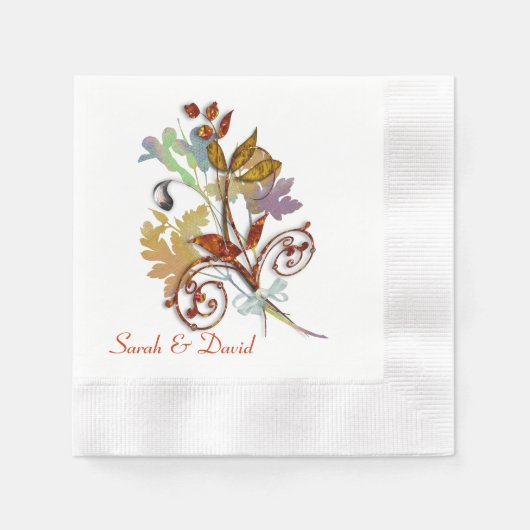 Reiche Herbstfarben Floral Bouquet Serviette (Vorderseite)